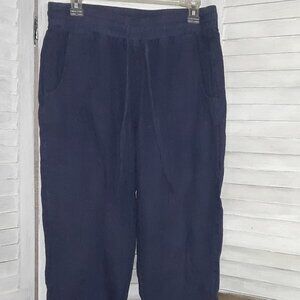 Cloth & Stone‎ Linen Pants Raw Hem Cropped Blue